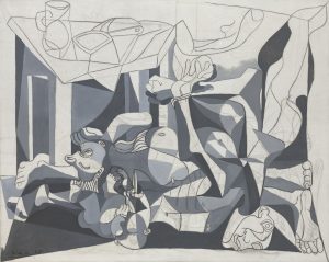 Pintura inacabada de Pablo Picasso, “The Charnel House” que neste cenário representa a constante ansiedade