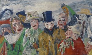 Pintura de James Ensor em que pessoas estão com mascaras