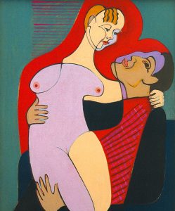 Pintura de Kirchner, de um casal de juntos um do outro a manifestar o amor que sentem um pelo outro