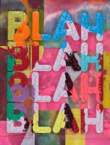 Imagem da obra "Blah Blah Blah" de Mel Bochner que representa palavras