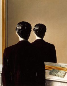 Imagem da pintura de Rene Magritte initutulada "Not to Be Reproduced"