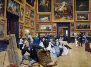 Imagem da pintura de Charles Angrand onde temos um cenário de um museu de arte (e neste contexto da vida)