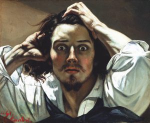 Imagem por Gustave Coubet "The Desperate Man" que neste contexto retrata ataques de pânico e crises de ansiedade