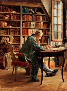 Pintura Jean-Louis-Ernest Meissonier, “The Bibliophile” que representa os enigmas da literatura