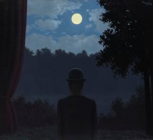 Imagem por René Magritte, “Towards Pleasure [A la rencontre du plaisir]” que representa o mundo perdido
