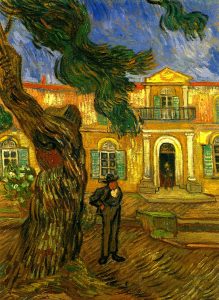 Imagem de Vincent van Gogh, “Hôpital Saint-Paul à Saint-Rémy-de-Provence”. Neste caso ela representa a busca pela saúde mental e bem-estar