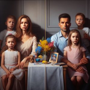 Pintura de Casal Divorciado com Filhos que representa parentalidade depois do divórcio