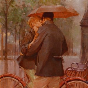 Pintura de Joseph Lorusso, “Kisses in the Rain” que representa amor no dia dos namorados