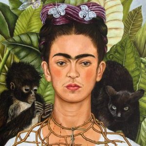 Imagem da Frida Kahlo, “Self-Portrait with Thorn Necklace and Hummingbird” escolhida para este poema ode a ti